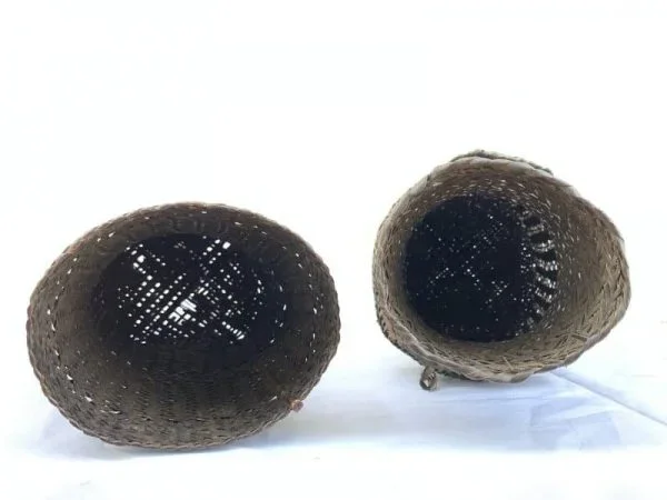 Antique Crab Trap & Basket (590mm & 350mm) Tribal Weaving Fiber Art Borneo Asia