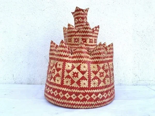 Borneo Ceremonial Dancing Hat 250mm Fiber Art Cap Costume Traditional Weaving Asia