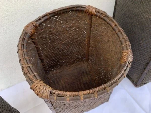 AMAZING BEAUTY Three Antique Borneo 260-420mm Basket Tribal Bakul Dayak Fiber Art