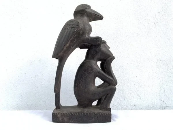 Mythical Bird & Man 350mm Antique Hardwood Statue Figure Figurine Borneo Asia