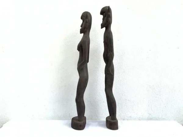 FERTILITY FIGURINE One Pair Dayak Bahau Male Female Statue Figure Figurine Naked Sculpture Asia