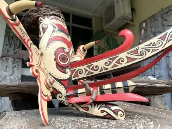 Ritual Mask 530mm Old Dancing Masque Dayak Bahau Hudog Face Statue Tribal Figurine Asia