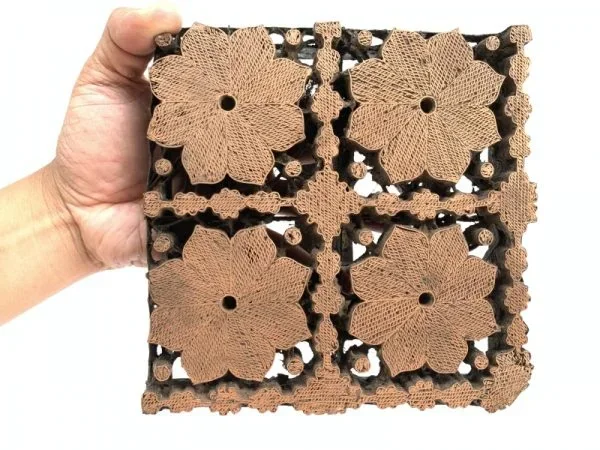 FLOWER 170x170mm BATIK BRASS/COPPER TJAP Old Stamp Chop Block Print Stamp Textile Fabric