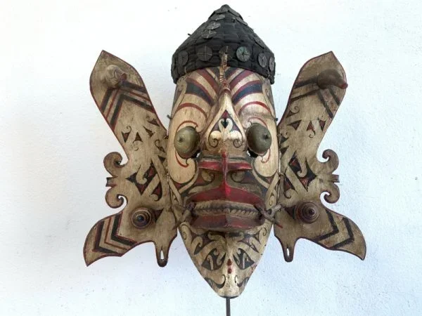 GENUINE OLD MASK 490mm Borneo Dancing Hudog Masque Tribal Wooden Artifact Sculpture Asia