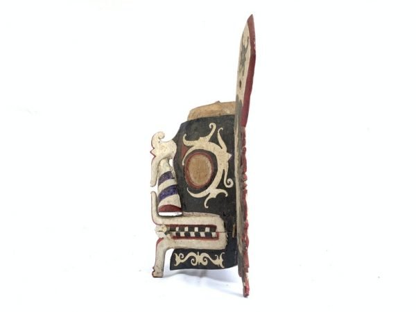 ANTIQUE 440mm BORNEO WOODEN MASK Old Dayak Modang Statue Sculpture Wall Deco Painting Tribal Art Asia