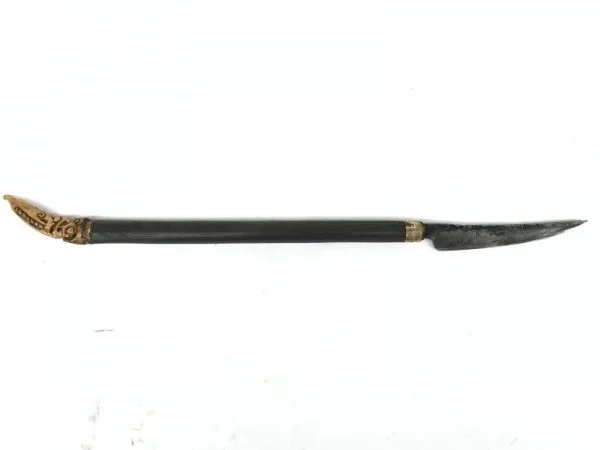 iLANG KNIFE 440mm HEADHUNTER DAYAK Weapon Deer Horn Antler Authentic Old Sword