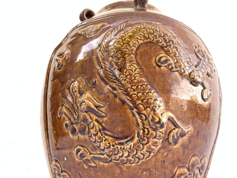 DRAGON JAR Chinese Feng shui Vase Pot Porcelain Ceramic