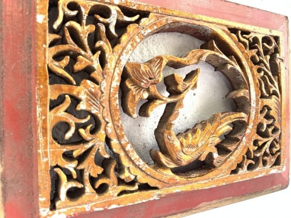 Chinese Wood Carving 220mm Antique Old Panel Wall Decor Painting Sculpture Statue