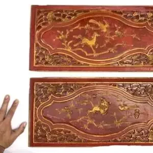 Chinese Wood Carving 520mm One Pair Antique Old Panel Wall Deco Painting Sculpture Statue Feng Shui