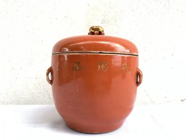 Ceramic Box 145mm Red Chupu Kamcheng Covered Jar Pot Chinese Porcelain Old
