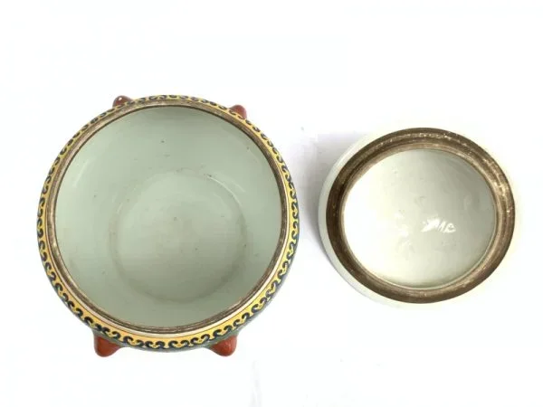 Ceramic Jar 200mm Rare Green Kamcheng Chupu Covered Jar Pot Vase Peranakan Baba Nyonya