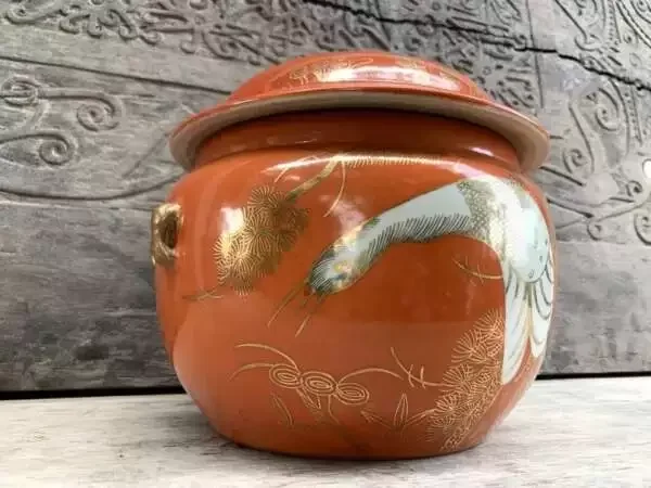 Ceramic Box 215mm Orange Kamcheng Covered Jar Pot Chinese Porcelain Baba Nyonya Peranakan