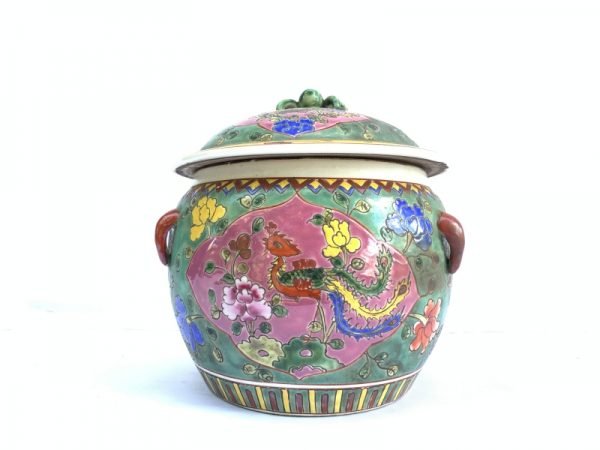 COVERED BOWL 200mm Kamcheng Jar Porcelain Ceramic Peranakan Baba Nyonya Chinese Pot