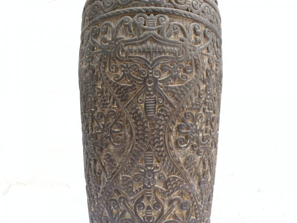 WOODEN JAR 860mm Spectacular Wood Carving Pot Vase Rice Medicine Container Borneo