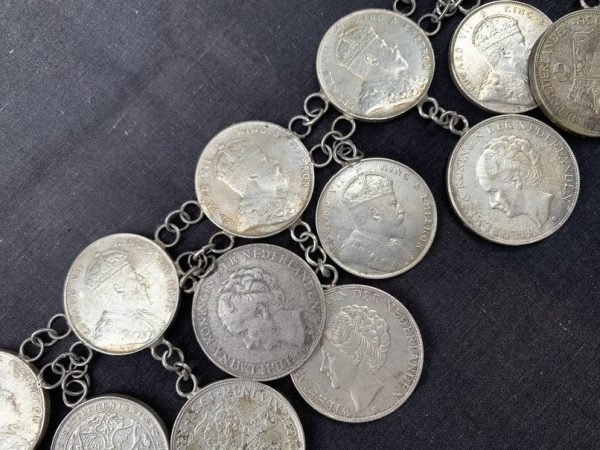 SILVER BELT 850mm( 47 pieces silver coin ) Antique Sterling Jewel Jewelry Borneo