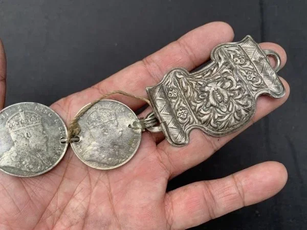 ANTIQUE SILVERWARE 420grams Sterling Silver Belt Coin Currency Jewel Jewelry Asia