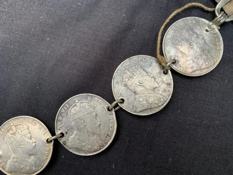 ANTIQUE SILVERWARE 420grams Sterling Silver Belt Coin Currency Jewel Jewelry Asia ANTIQUE SILVERWARE 420grams Sterling Silver Belt Coin Currency Jewel Jewelry Asia