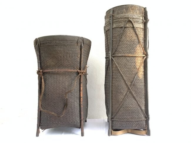 RATTAN BASKET Tribal Fiber Old Artifact Basketry Borneo Weaving