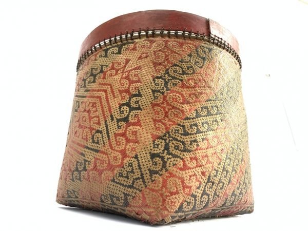 SEED BASKET 360mm MEGA-SIZE Old Weaving Woven Fiber Art Rattan Bowl Basketry Tribal Borneo