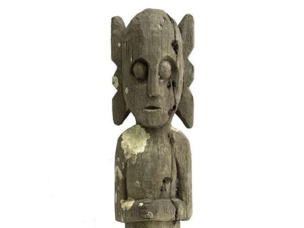 Borneo Figurine 790mm Dayak Bahau Statue Figure Effigy Wood Sculpture Art Home Garden