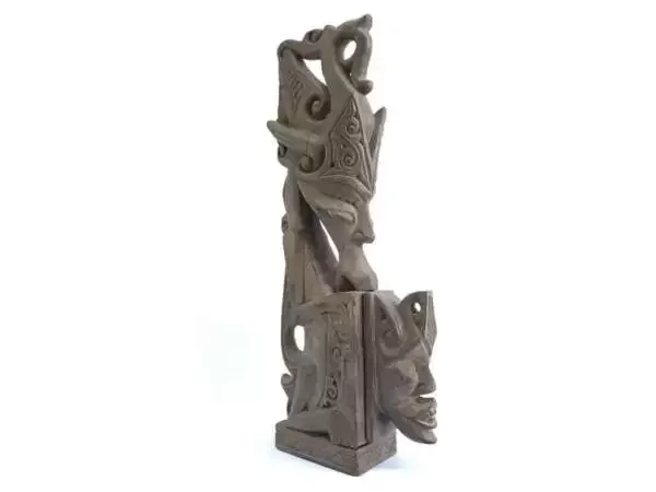 WOODEN CONTAINER 400mm Batak Jewelry Medicine Chamber Box Wood Carving Statue Figure Figurine
