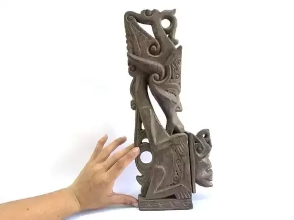 WOODEN CONTAINER 400mm Batak Jewelry Medicine Chamber Box Wood Carving Statue Figure Figurine