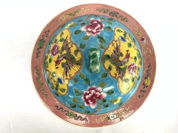 CHINESE BOWL (XXL 260mm) PERANAKAN Baba Nyonya Kamcheng Covered Jar Porcelain Box Asia