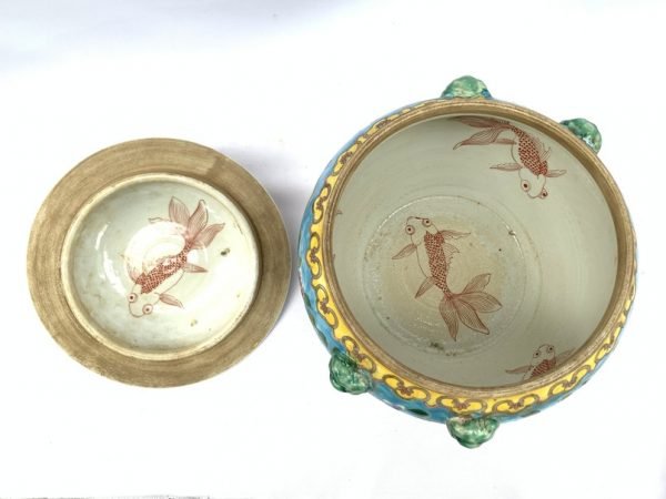 CHINESE BOWL (XXL 260mm) PERANAKAN Baba Nyonya Kamcheng Covered Jar Porcelain Box Asia