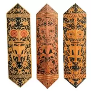 Painted Armor Shield 1070mm (Set of 3) Borneo Hand Painting Tribal Artwork Sea Dayak Borneo