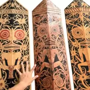 Painted Armor Shield 1070mm (Set of 3) Borneo Hand Painting Tribal Artwork Sea Dayak Borneo