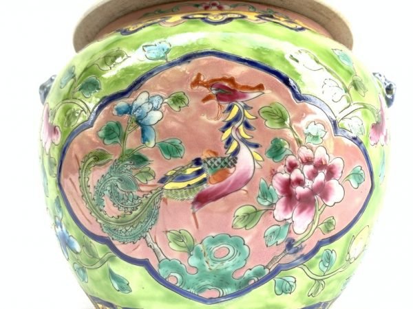 CHINESE JAR 220mm RARE Glazed Green Baba Nyonya Kamcheng Covered Jar Porcelain Ceramic