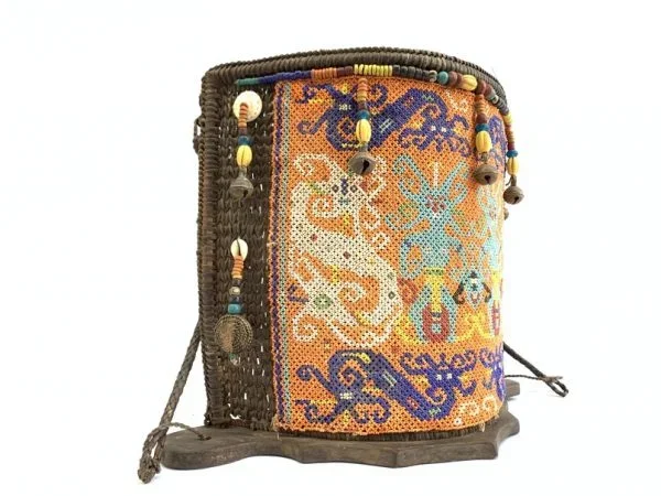 BORNEO CARRIER 430mm Traditional Tribal Child Backpack Baby Infant Bag Beads