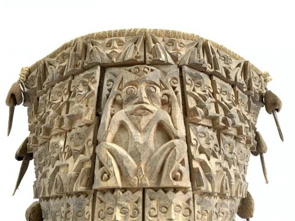 DAYAK CARRIER 390mm Dyak Modang Tribal Borneo Backpack Baby Child Infant Basket Artifact Statue Figure