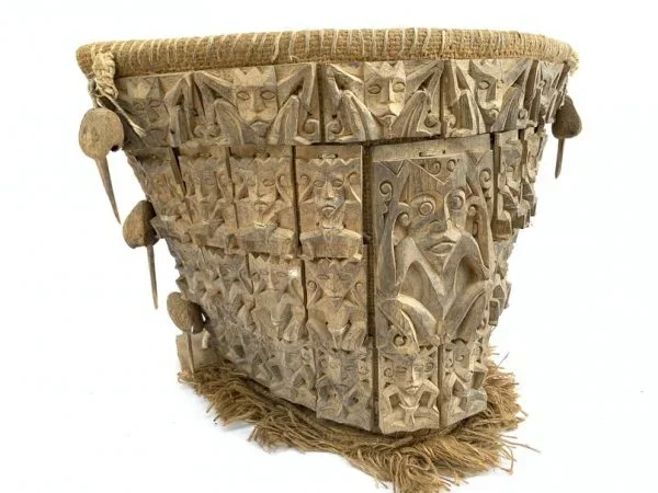 DAYAK CARRIER 390mm Dyak Modang Tribal Borneo Backpack Baby Child Infant Basket Artifact Statue Figure