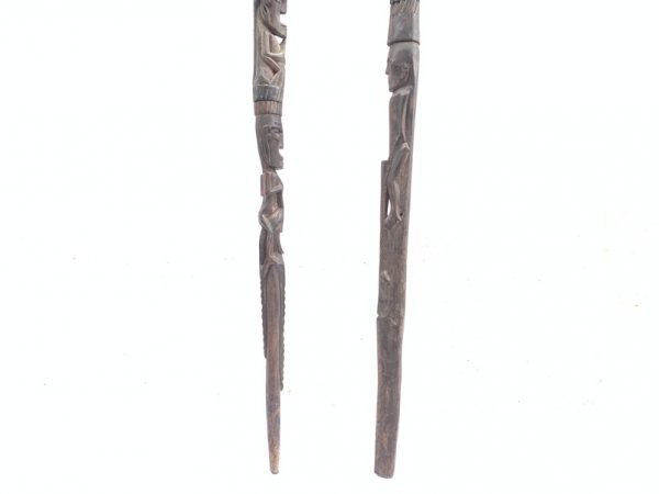 RITUAL STAFF Tunggal Panaluan (One Pair) Batak Stick Ceremonial Pole Statue Sculpture Figurine