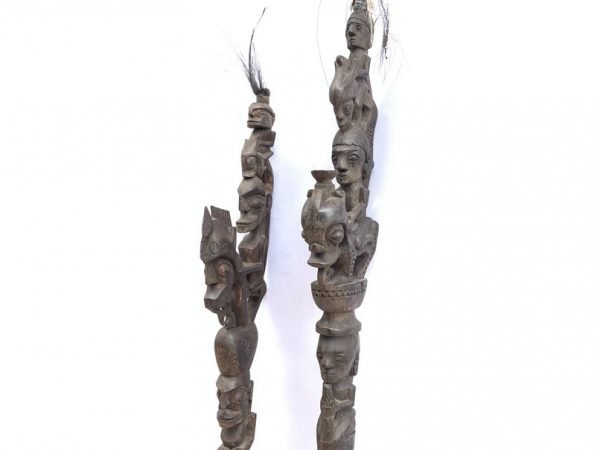 RITUAL STAFF Tunggal Panaluan (One Pair) Batak Stick Ceremonial Pole Statue Sculpture Figurine