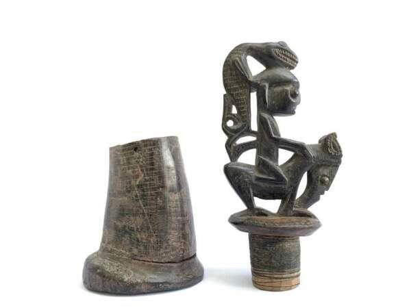 BATAK ARTIFACT SIMALUNGUN (One Pair) BAMBOO BOX Tribal Container Statue Figurine Indonesia Craft