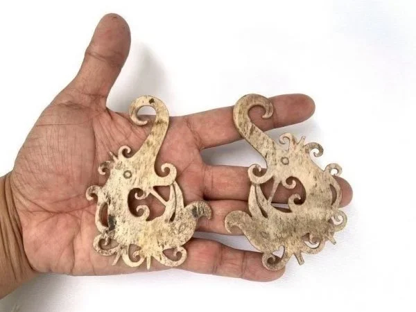 BONE EARRING (1 pair) Authentic Tribal Earring Earweight Jewel Jewelry Dayak Dyak Borneo Body Piercing