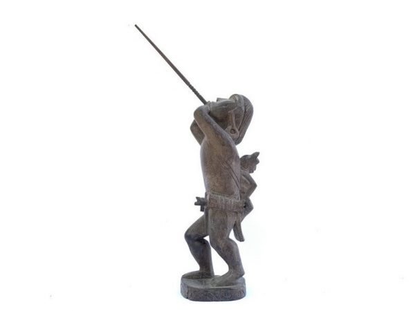 BORNEO TRIBE 495mm DAYAK Illusive Headhunter People Blowpipe Sword Antique Figure Figurine Statue
