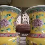 PERANAKAN SPITTOON 220mm (One Pair) Baba Nyonya Vase Pot Pottery Jar Ceramic Porcelain