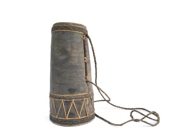 TREE BARK CONTAINER 285mm Tribal Hunting Box Lupong Forest Sling bag Borneo Headhunter Dayak