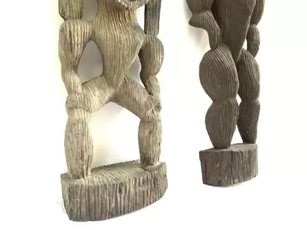 House Guardian Statue 660 & 840mm One Pair Dayak Modang Borneo Figure Figurine Ironwood Sculpture
