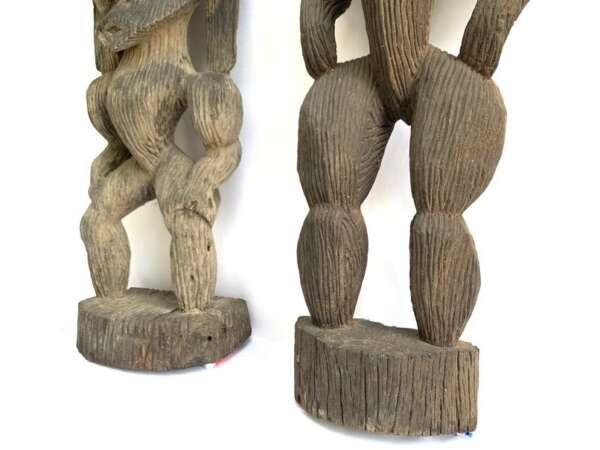 House Guardian Statue 660 & 840mm One Pair Dayak Modang Borneo Figure Figurine Ironwood Sculpture