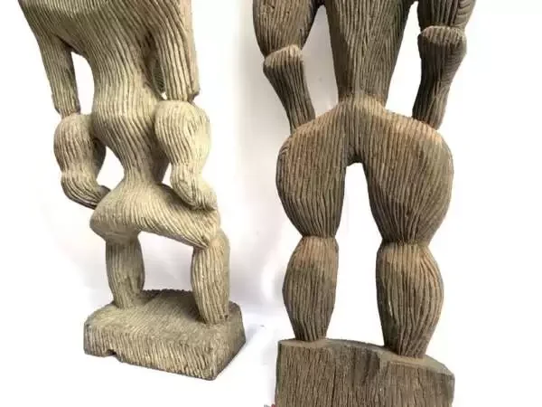 House Guardian Statue 660 & 840mm One Pair Dayak Modang Borneo Figure Figurine Ironwood Sculpture