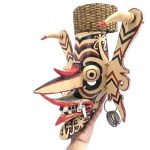 BORNEO DANCING MASK 420mm Rare Ritual Hudog Bahau Masque Antique Earring Basket Statue Figurine Wall Deco