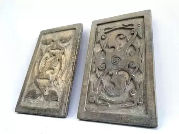 Traditional Tattooing (One Pair xL) Ironwood Tribal Body Piercing Stamp Chop Print Sculpture Statue Borneo