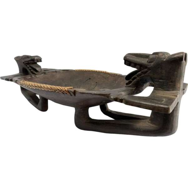 Ironwood Tribal Tray 550mm Borneo Old Bowl Basin Dayak Headhunter Ceremonial Sculpture Statue Aso