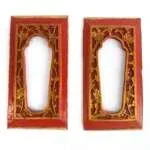 ANTIQUE FRAME (1 Pair) Chinese Mirror Panel Wood Carving Wall Deco Sculpture Painting
