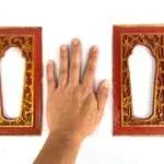 ANTIQUE FRAME (1 Pair) Chinese Mirror Panel Wood Carving Wall Deco Sculpture Painting