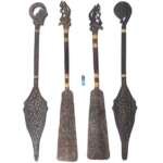 Tribal Oar Four pieces 1170-1120mm Traditional Wooden Paddle Wood Carving Regatta Kayak Water Sport